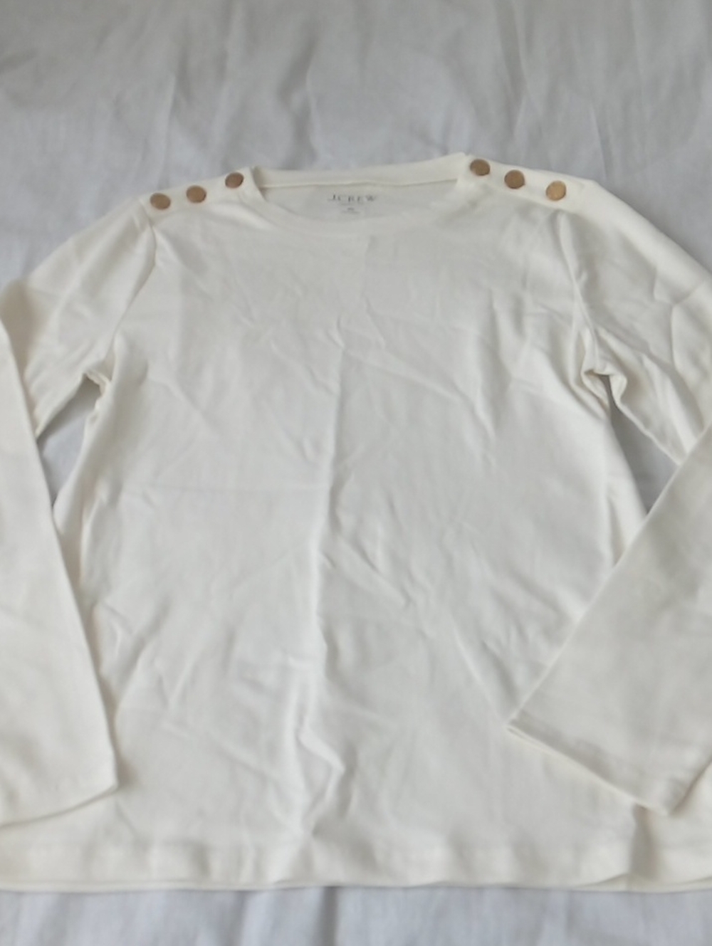 J. Crew Perfect Fit Women's Ivory Button-Shoulder Long Sleeve Top